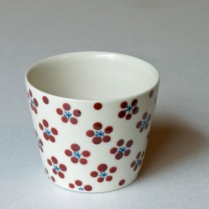 そば猪口 小 赤小紋(松田窯)